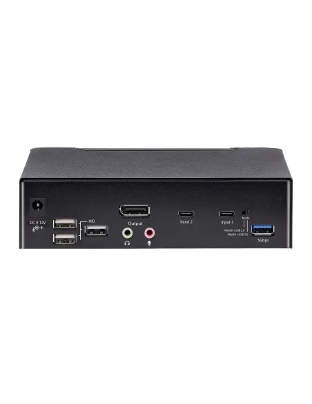 StarTech.com Switch Conmutador KVM USB C Tipo C, KVM de 2 puertos DisplayPort con Vídeo UHD HDR de 4K 60Hz, Audio de 3,5mm, Hub