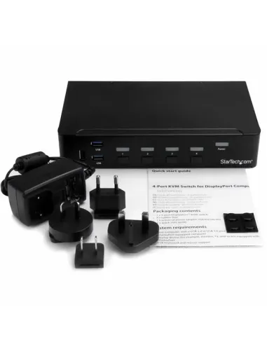 StarTech.com Switch Conmutador KVM de 4 Puertos DisplayPort 4K con USB 3.0