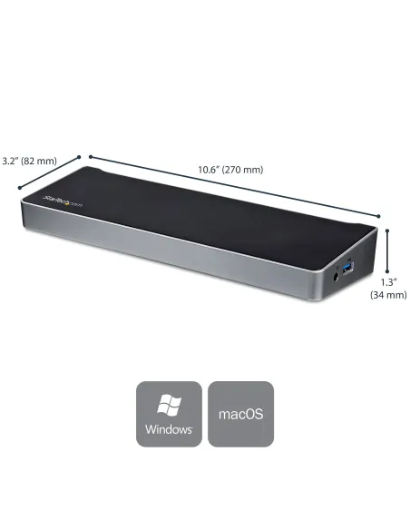 StarTech.com Dock USB-C para 3 Monitores 4K con 5 Puertos USB 3.2 5Gbps - HDMI y DisplayPort - Mac y Windows - Docking Station