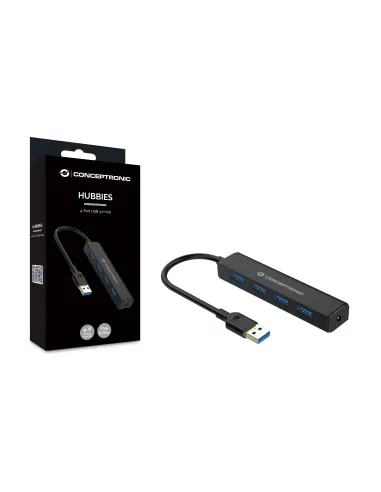 Conceptronic C4PUSB3 hub de interfaz USB 3.2 Gen 1 (3.1 Gen 1) Type-A 5000 Mbit s Negro