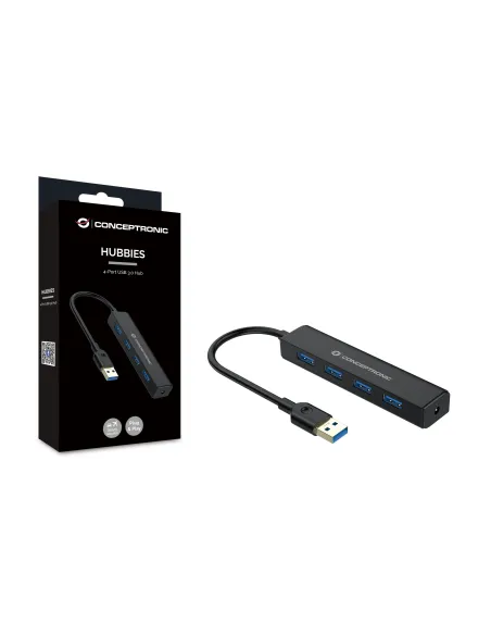 Conceptronic C4PUSB3 hub de interfaz USB 3.2 Gen 1 (3.1 Gen 1) Type-A 5000 Mbit s Negro