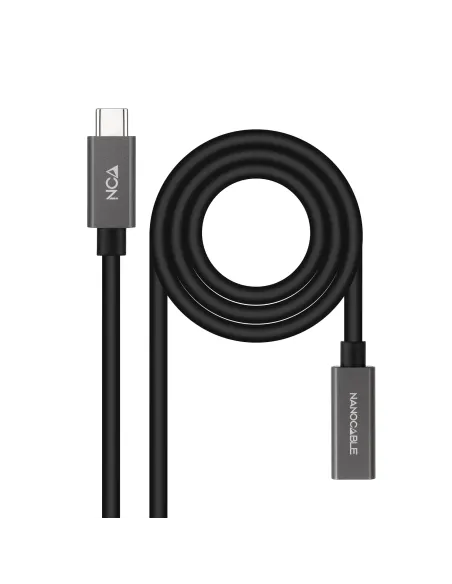 Nanocable Cable Prolongador USB-C 3.2 Gen2x2 20Gbps 3A, 4K 60Hz, USB-C M-USB-C H, Negro, 1 m