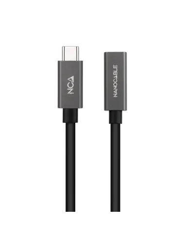 Nanocable Cable Prolongador USB-C 3.2 Gen2x2 20Gbps 3A, 4K 60Hz, USB-C M-USB-C H, Negro, 1 m