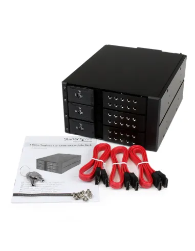 StarTech.com Rack Móvil Backplane de 3 Bahías para Unidades de 3,5 SAS II SATA III Hot Swap - 6 Gbps - Rack Móvil de Aluminio