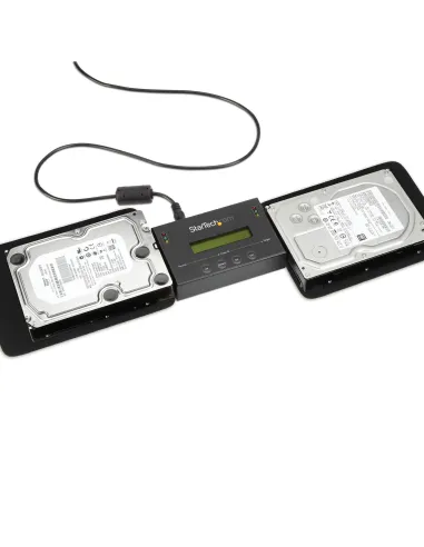 StarTech.com Clonador y Borrador Autónomo 1 1 para Discos Duros SSDs SATA - con Pantalla LCD - TAA - Independiente del Sistema
