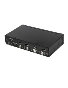 StarTech.com Switch Conmutador KVM de 4 Puertos DisplayPort - 4K 60Hz - para Una Pantalla - Switch KVM de 4 Puertos DP 1.2 con 2