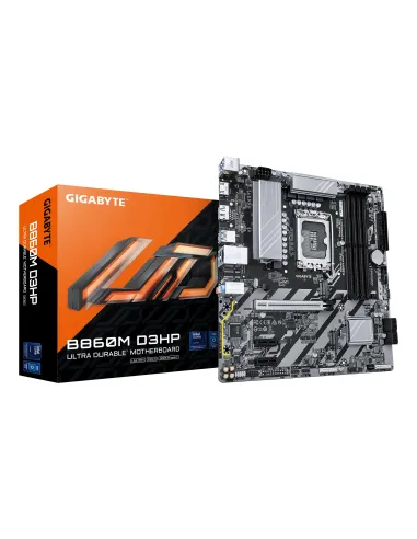 GIGABYTE B860M D3HP Placa base - CPUs Intel Core Ultra, VRM de 4+1+2+1 fases, hasta 9066MHz DDR5, 2xPCIe 4.0 M.2, LAN GbE, USB