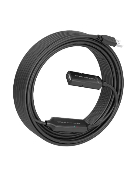 AISENS Cable USB 2.0 Prolongador con Amplificador, Tipo A M-A H, Negro, 15m
