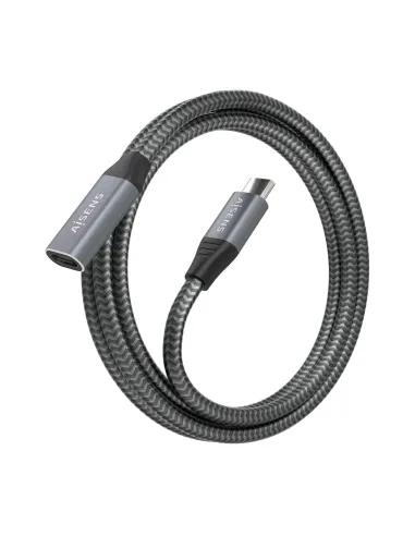 AISENS Cable USB 3.2 Gen2x2 Aluminio 20Gbps 8K@30Hz 5A 100W, Tipo USB-C M-USB-C H, Gris, 1.5 m
