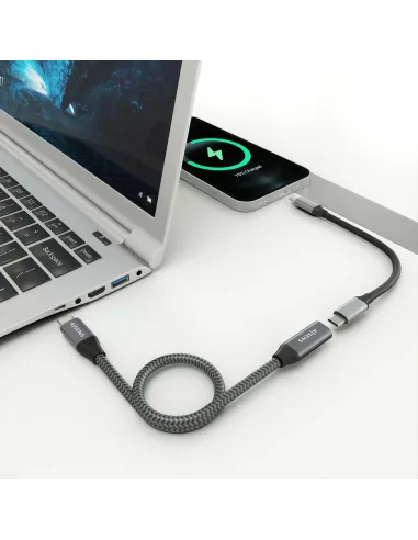 AISENS Cable USB 3.2 Gen2x2 Aluminio 20Gbps 8K@30Hz 5A 100W, Tipo USB-C M-USB-C H, Gris, 1.5 m