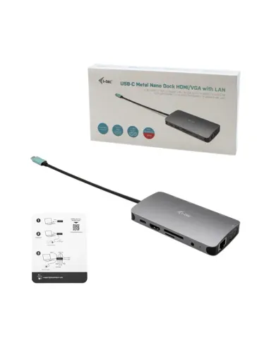 i-tec USB-C Metal Nano Dock HDMI VGA with LAN + Charger 112W