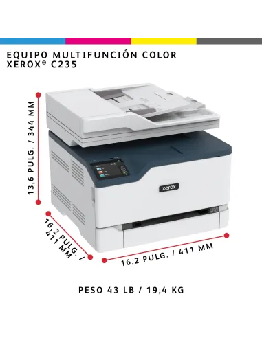 Xerox C235 A4 22 ppm Inalámbrica Copia impresión escaneado fax PS3 PCL5e 6 ADF 2 bandejas Total 251 hojas