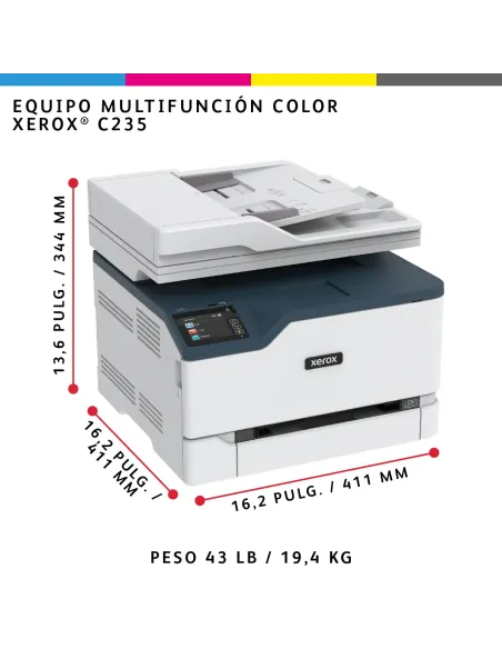 Xerox C235 A4 22 ppm Inalámbrica Copia impresión escaneado fax PS3 PCL5e 6 ADF 2 bandejas Total 251 hojas