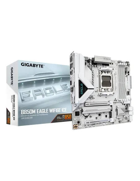 GIGABYTE B850M EAGLE WIFI6E ICE Placa Base – Procesadores AMD Ryzen serie 9000, VRM digital de 8+2+2 fases, hasta 8200 MHz DDR5