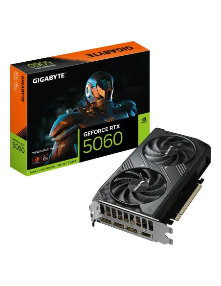 GIGABYTE GeForce RTX 5060 WINDFORCE MAX OC 8G Tarjeta Gráfica – 8 GB GDDR7, 128 bits, PCI-E 5.0, 2512 MHz Frecuencia del