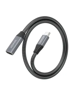 AISENS Cable USB 3.2 Gen2x2 Aluminio 20Gbps 8K@30Hz 5A 100W, Tipo USB-C M-USB-C H, Gris, 0.5 m 2