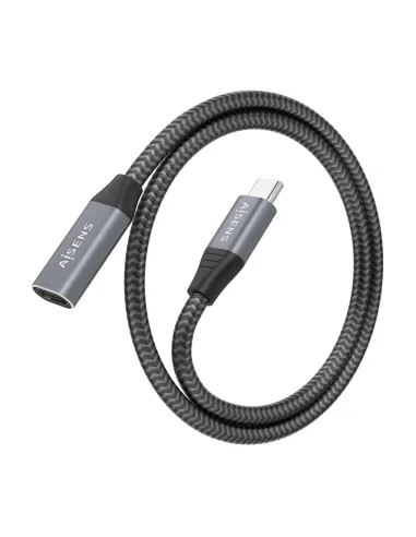 AISENS Cable USB 3.2 Gen2x2 Aluminio 20Gbps 8K@30Hz 5A 100W, Tipo USB-C M-USB-C H, Gris, 0.5 m