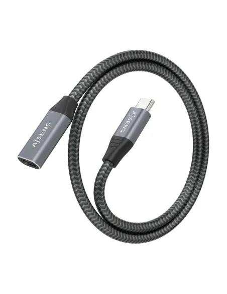 AISENS Cable USB 3.2 Gen2x2 Aluminio 20Gbps 8K@30Hz 5A 100W, Tipo USB-C M-USB-C H, Gris, 0.5 m