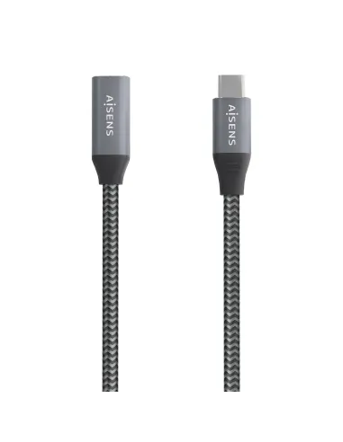 AISENS Cable USB 3.2 Gen2x2 Aluminio 20Gbps 8K@30Hz 5A 100W, Tipo USB-C M-USB-C H, Gris, 0.5 m