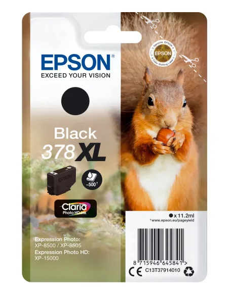 Epson Squirrel Singlepack Black 378XL Claria Photo HD Ink