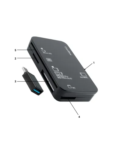 CoolBox LECTOR DE TARJETAS EXTERNO CRE4 + LECTOR DNIE + SIM + ADAPTADOR A USB-C