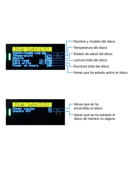 CoolBox CAJA CARCASA SSD M.2 NVME SATA LCD MINICHASE PS32 USB3.2 GEN2 ALUMINIO