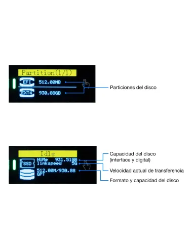 CoolBox CAJA CARCASA SSD M.2 NVME SATA LCD MINICHASE PS32 USB3.2 GEN2 ALUMINIO