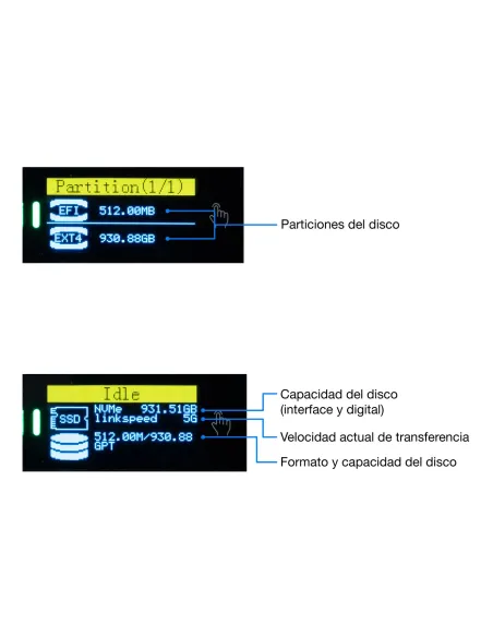 CoolBox CAJA CARCASA SSD M.2 NVME SATA LCD MINICHASE PS32 USB3.2 GEN2 ALUMINIO
