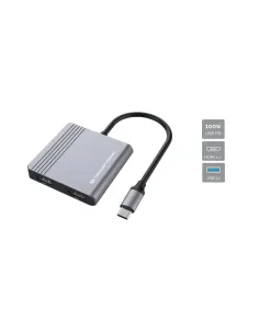 Conceptronic DONN13G base para portátil y replicador de puertos Alámbrico USB 3.2 Gen 1 (3.1 Gen 1) Type-C Gris