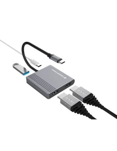 Conceptronic DONN13G base para portátil y replicador de puertos Alámbrico USB 3.2 Gen 1 (3.1 Gen 1) Type-C Gris