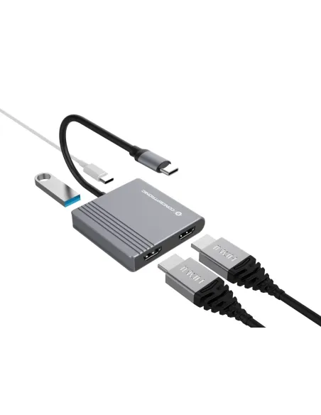 Conceptronic DONN13G base para portátil y replicador de puertos Alámbrico USB 3.2 Gen 1 (3.1 Gen 1) Type-C Gris