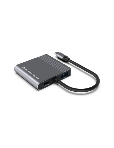 Conceptronic DONN13G base para portátil y replicador de puertos Alámbrico USB 3.2 Gen 1 (3.1 Gen 1) Type-C Gris
