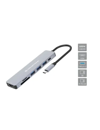 Conceptronic DONN19G base para portátil y replicador de puertos Alámbrico USB 3.2 Gen 1 (3.1 Gen 1) Type-C Gris