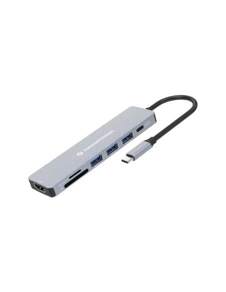 Conceptronic DONN19G base para portátil y replicador de puertos Alámbrico USB 3.2 Gen 1 (3.1 Gen 1) Type-C Gris