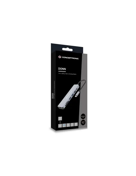 Conceptronic DONN19G base para portátil y replicador de puertos Alámbrico USB 3.2 Gen 1 (3.1 Gen 1) Type-C Gris