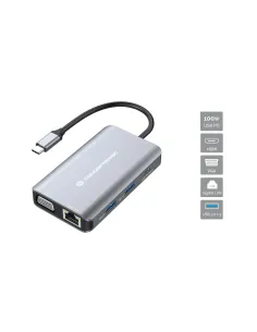 Conceptronic DONN21G base para portátil y replicador de puertos Alámbrico USB 3.2 Gen 1 (3.1 Gen 1) Type-C Gris