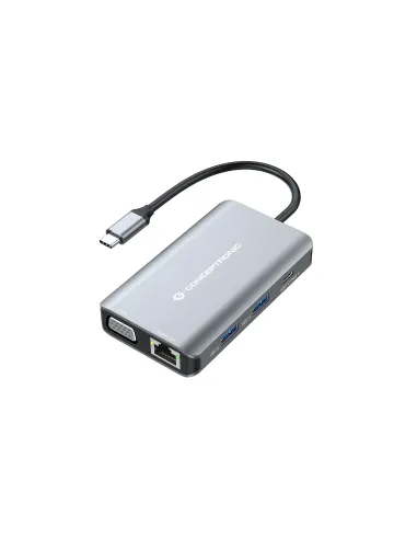 Conceptronic DONN21G base para portátil y replicador de puertos Alámbrico USB 3.2 Gen 1 (3.1 Gen 1) Type-C Gris