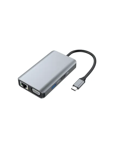 Conceptronic DONN21G base para portátil y replicador de puertos Alámbrico USB 3.2 Gen 1 (3.1 Gen 1) Type-C Gris