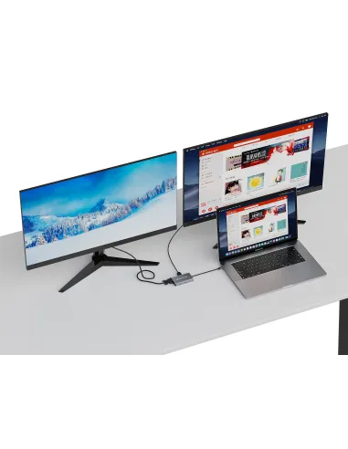 Conceptronic DONN21G base para portátil y replicador de puertos Alámbrico USB 3.2 Gen 1 (3.1 Gen 1) Type-C Gris