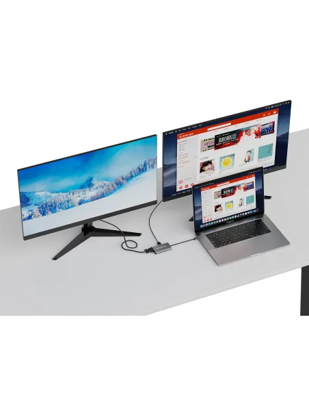 Conceptronic DONN21G base para portátil y replicador de puertos Alámbrico USB 3.2 Gen 1 (3.1 Gen 1) Type-C Gris