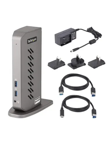 StarTech.com Dock USB-C o USB-A - Docking Station Universal Híbrido USB 3.0 para Ordenador Portátil USB Tipo C o USB-A - para 2