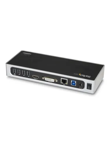 StarTech.com Replicador de Puertos USB 3.0 - Docking Station de Portátil para Dos Pantallas con Vídeo HDMI & DVI VGA - Ladrón