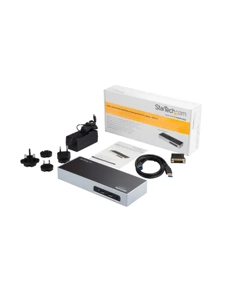 StarTech.com Replicador de Puertos USB 3.0 - Docking Station de Portátil para Dos Pantallas con Vídeo HDMI & DVI VGA - Ladrón