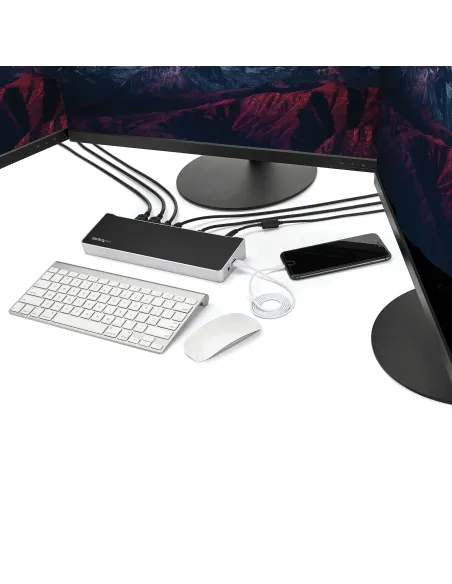 StarTech.com Dock USB-C para 3 Monitores 4K - Hub Ladrón de 5 Puertos USB 3.2 5Gbps - HDMI y DisplayPort - Mac y Windows -