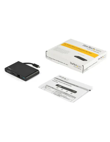 StarTech.com Adaptador Multipuertos USB-C 4K con HDMI, VGA, Ethernet Gigabit y USB 3.0 - Mini Docking Station USB Tipo C de
