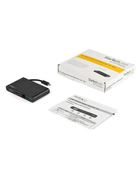StarTech.com Adaptador Multipuertos USB-C 4K con HDMI, VGA, Ethernet Gigabit y USB 3.0 - Mini Docking Station USB Tipo C de