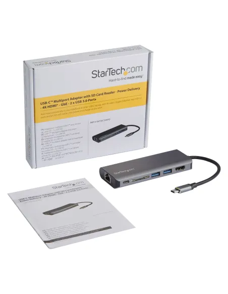 StarTech.com Docking Station para Ordenadores Portátiles USB-C - Replicador de Puertos USB Tipo C HDMI Red Ethernet Lector SD -