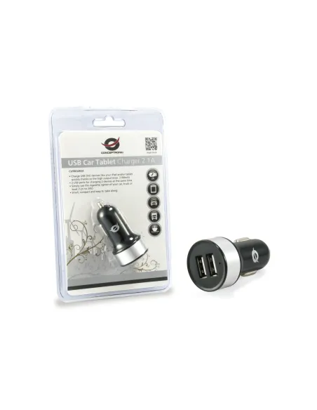 Conceptronic CUSBCAR2A cargador de dispositivo móvil Tableta Plata Encendedor de cigarrillos Auto