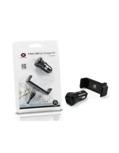 Conceptronic CUSBCAR2AKIT cargador de dispositivo móvil Smartphone, Tableta Negro Encendedor de cigarrillos Auto