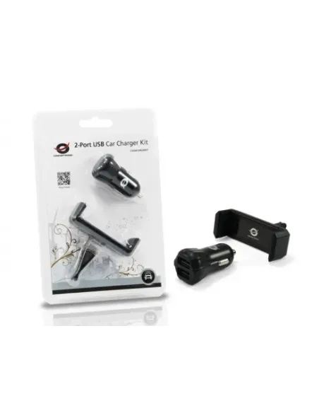 Conceptronic CUSBCAR2AKIT cargador de dispositivo móvil Smartphone, Tableta Negro Encendedor de cigarrillos Auto
